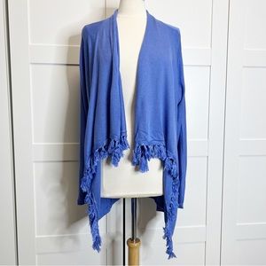 Duffield Lane Ashley Tassel Sweater Cardigan Iris Large New